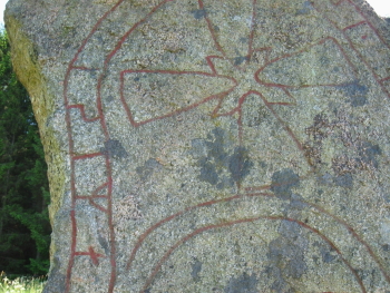 Close-up view of the rune stone.